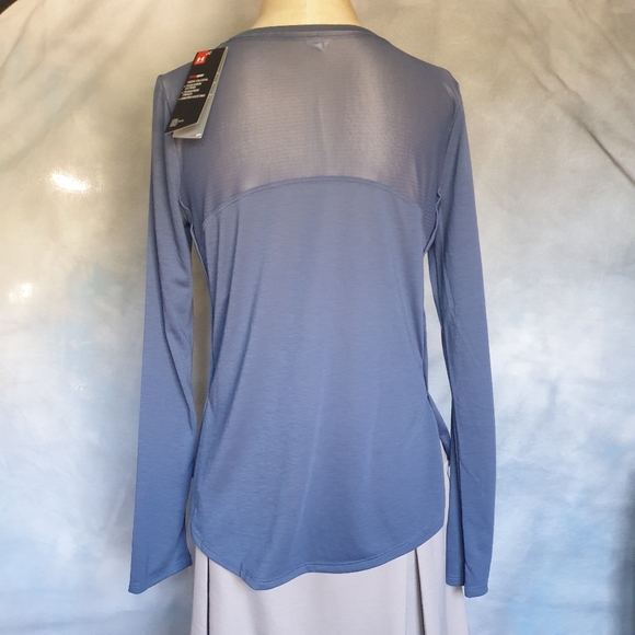 Under Armour Wm's Whisperlight Long Sleeve Active Top w/ Mesh Back Panel Blue Sm - Picture 3 of 16